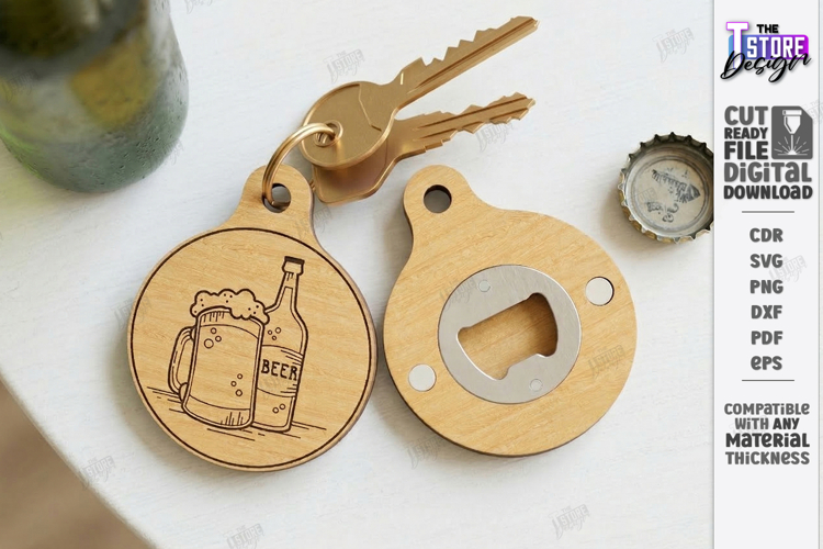 Beer Bottle Opener Keychain Laser Cut | Fathers Day Gift