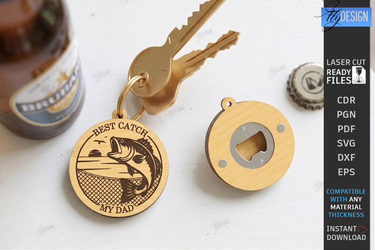 Bottle Opener Keychain Laser Cut | Fathers Day Gift Idea