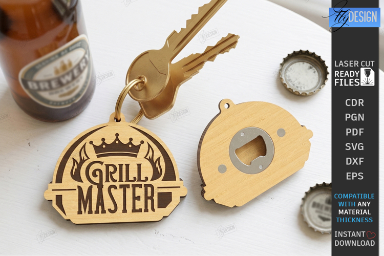 Bottle Opener Keychain Laser Cut | Fathers Day Gift Idea