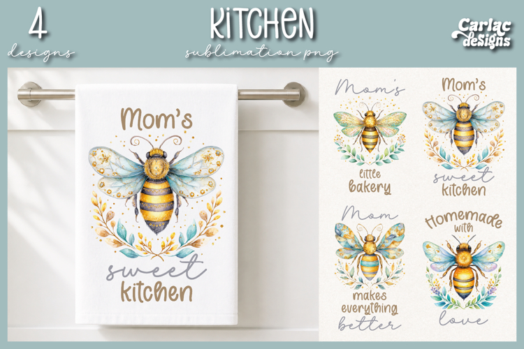 Cute Mom Kitchen Towel Sublimation, Bees Kitchen Towel