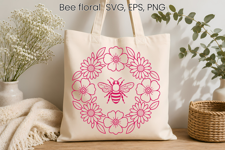 Bee and Wildflower Floral SVG