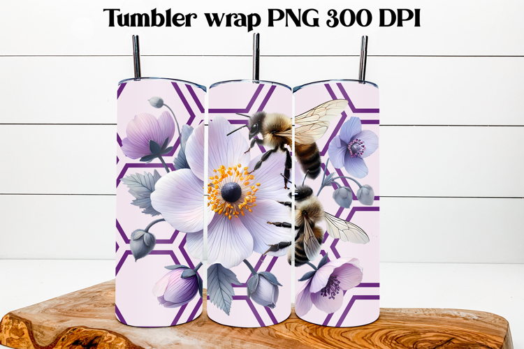 Honeycomb bee tumbler wrap | Bee flower tumbler sublimation