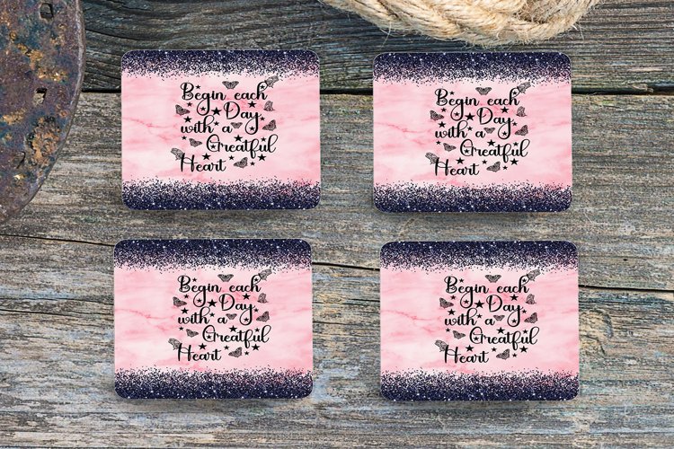 Begin Each Day Pink-4" Coaster Sublimation -PNG Design example image 1
