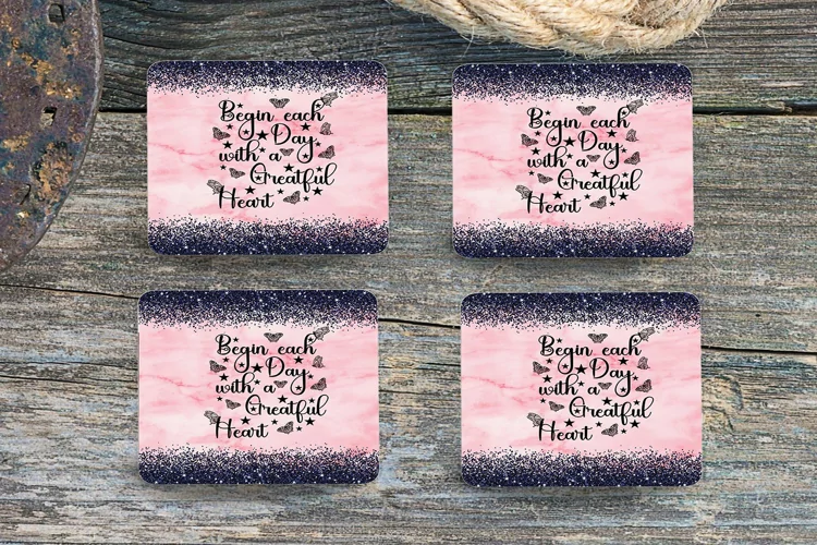 Begin Each Day Pink-4" Coaster Sublimation -PNG Design