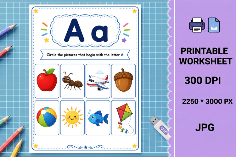 Letter alphabet abc beginning sounds printable worksheet