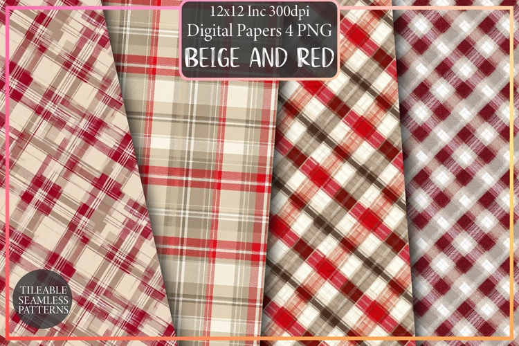 Beige and Red Plaid Patterns