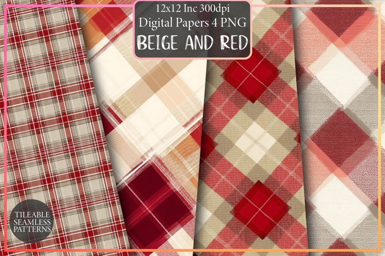 Beige and Red Plaid Patterns