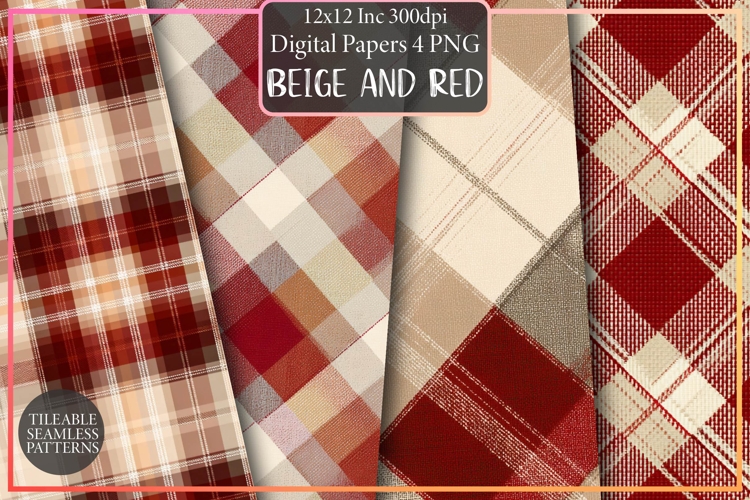 Beige and Red Plaid Patterns