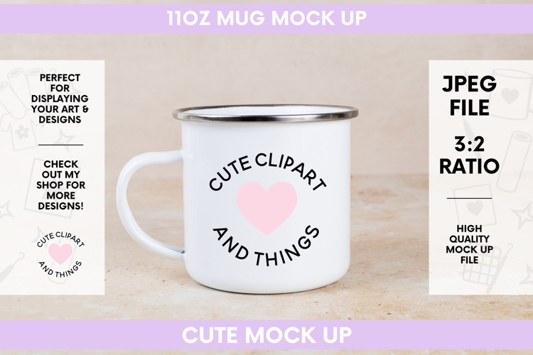 Mug Mock Up | Beige Boho Camping Enamel Mug Mock Up