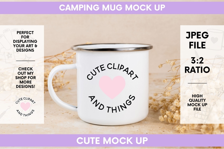 Mug Mock Up | Beige Boho Camping Enamel Mug Mock Up