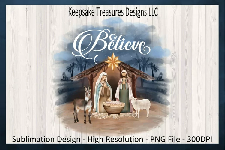 Christmas Nativity Scene, Sublimation PNG Printable Design