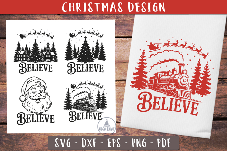 Believe Christmas SVG Christmas kitchen towel