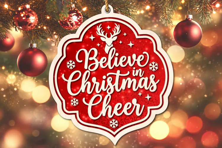 Believe in Christmas Cheer Ornament SVG