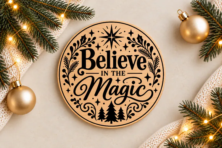 Believe in the Magic Christmas Ornament Laser Cut SVG