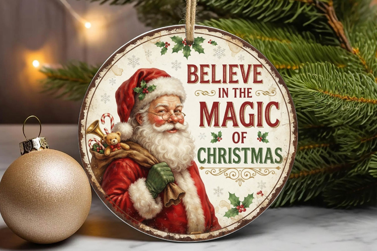 Believe In The Magic Santa Vintage Ornament