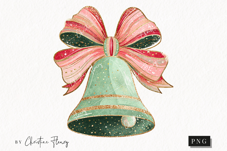 Brush Stroke Christmas Bell Clipart | Preppy Christmas PNG