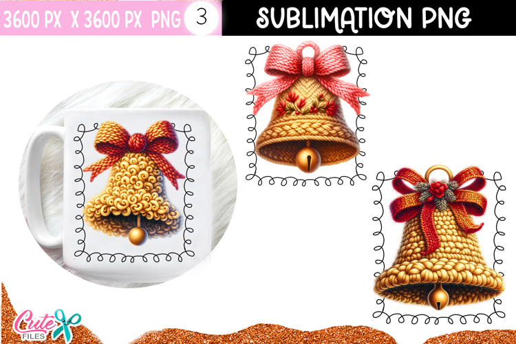 Bell Crochet PNG | Christmas Sublimation Design