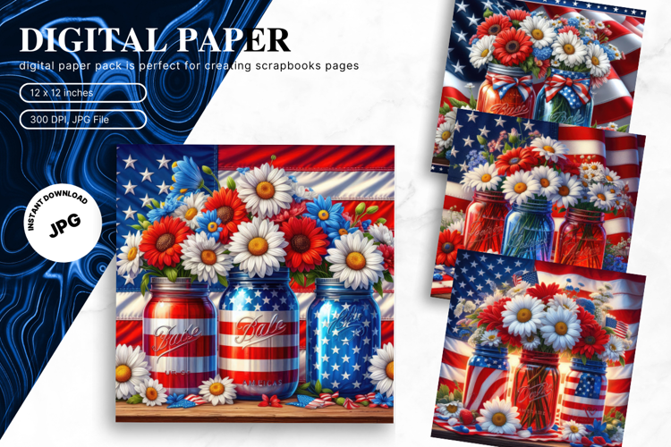 Patriotic Flower Background USA Flower 4of July Wallpaper_1