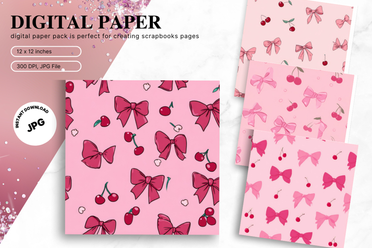 Bow Ribbon Background Bow Digital Paper Pattern Wallpaper_12