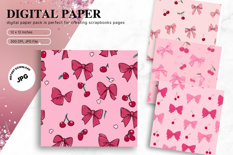 Bow Ribbon Background Bow Digital Paper Pattern Wallpaper_12