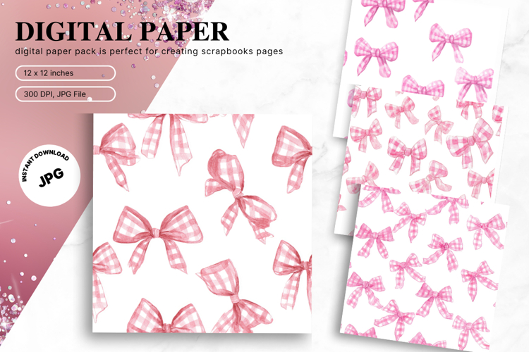 Bow Ribbon Background Bow Digital Paper Pattern Wallpaper_8