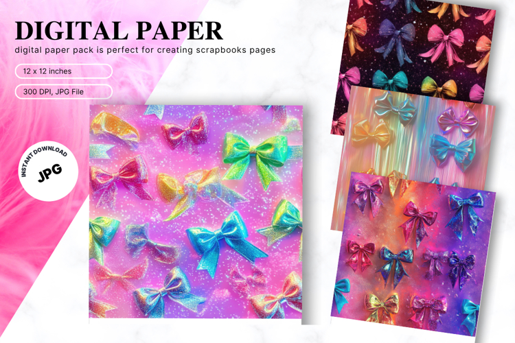 Bow Ribbon Background Bow Digital Paper Pattern Wallpaper
