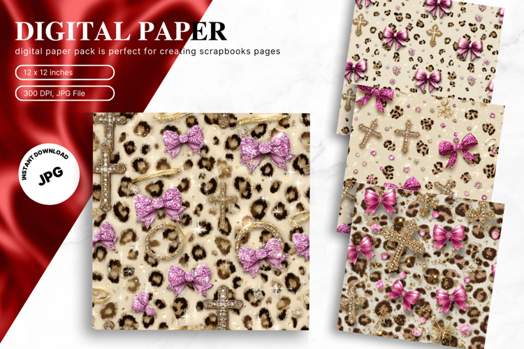 Bow Ribbon Background Bow Digital Paper Pattern Wallpaper_4