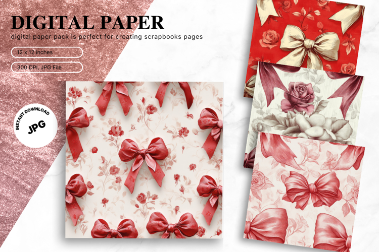 Bow Ribbon Background Bow Digital Paper Pattern Wallpaper