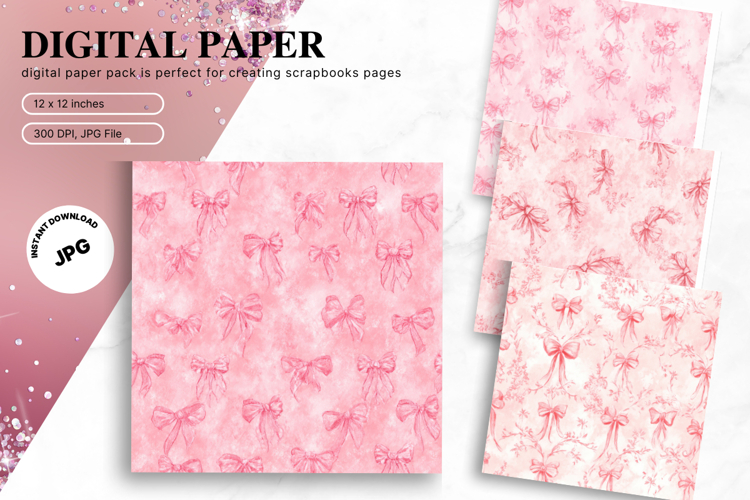 Bow Ribbon Background Bow Digital Paper Pattern Wallpaper_10