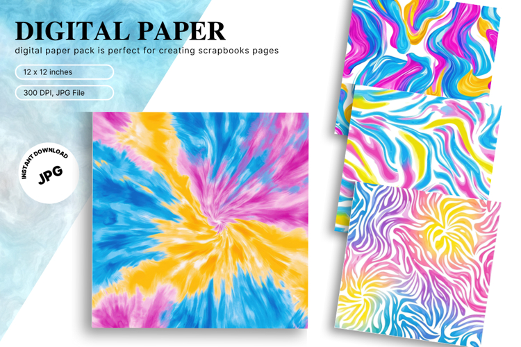 Rainbow Watercolor Background Abstract Digital Paper