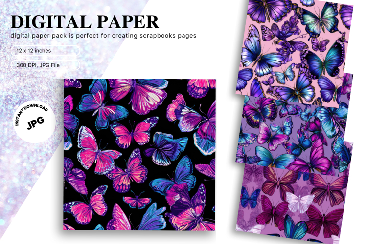 Butterfly Pattern Background Digital Paper Wallpaper_2