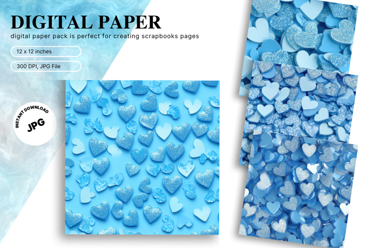 Blue glitter Background Wallpaper Sparkles Digital Paper_1