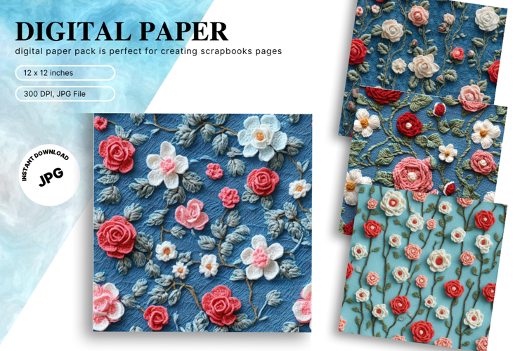 Flower Embroidery Flower Wool Craft Background Wallpaper_3