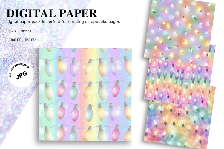Christmas Light String Background Seamless Pattern Gift Wrap