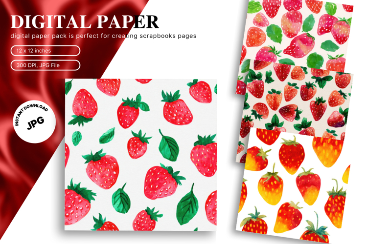 Strawberry Pattern Background Fresh Fruit Wallpaper Backdrop