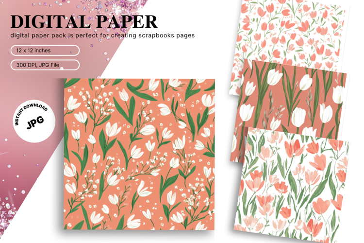 Flower Pattern Background Wallpaper Digital Paper_95
