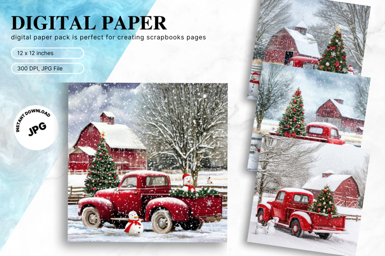 Christmas Truck Background Winter Snow Wallpaper Backdrop