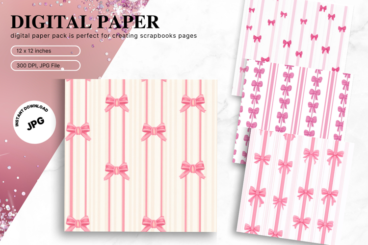 Bow Ribbon Background Bow Digital Paper Pattern Wallpaper_15