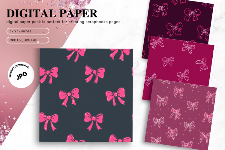 Bow Ribbon Background Bow Digital Paper Pattern Wallpaper_16