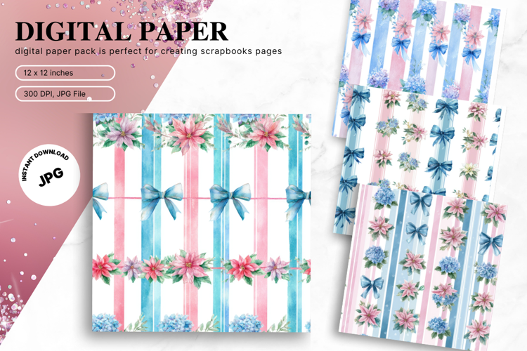 Bow Ribbon Background Bow Digital Paper Pattern Wallpaper_9