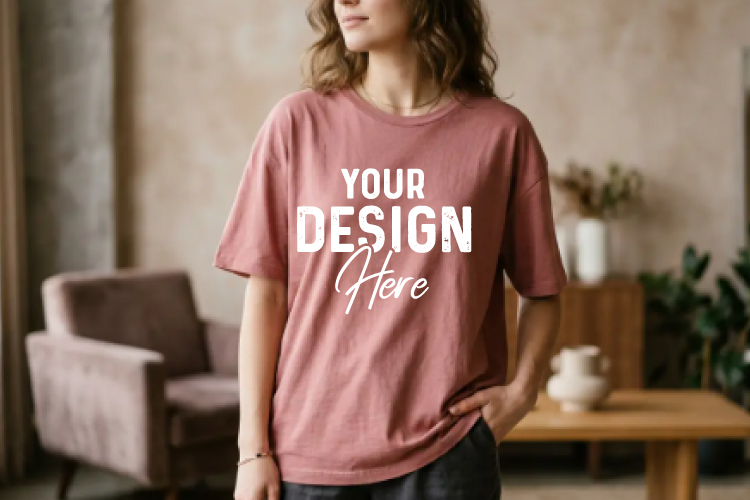 Bella Canvas T-Shirt Mockup Neutral Lifestyle Background
