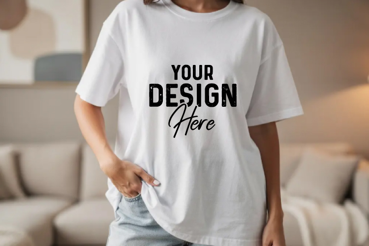 Woman T Shirt Mockup - White T Shirt Mockup JPG PNG