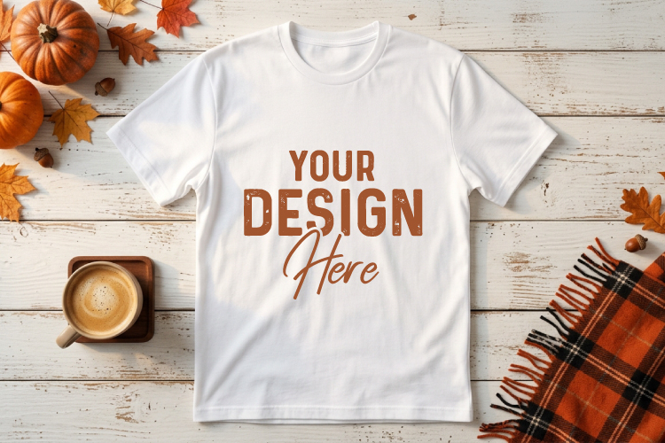 Fall Bealla Canva T Shirt Mockup - White T Shirt Mockup JPG example image 1