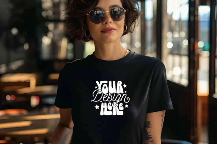 Bella Canvas 3001 Heather Black Mockup, Mockup