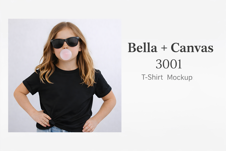 Bella Canvas 3001 Mockup | Black T-Shirt