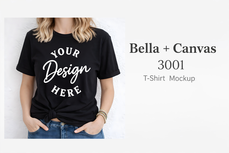 Bella Canvas 3001 Mockup | Black T-Shirt