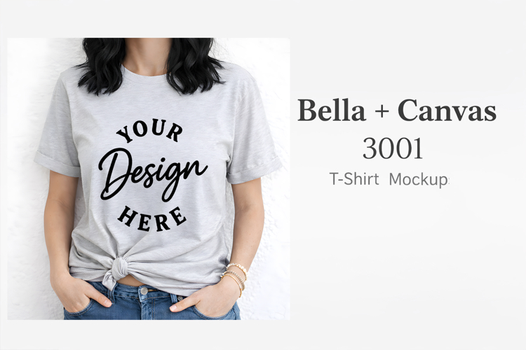 Bella Canvas 3001 Mockup | Gray T-Shirt