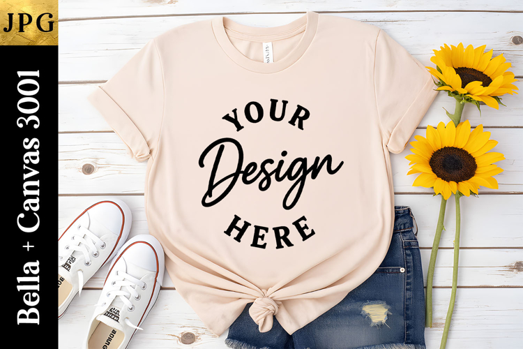 Bella Canvas 3001 Mockup | Spring Flat Lay