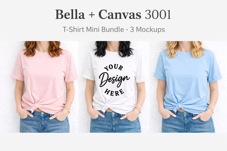 Bella Canvas 3001 Mockup | T-Shirt Mini Bundle