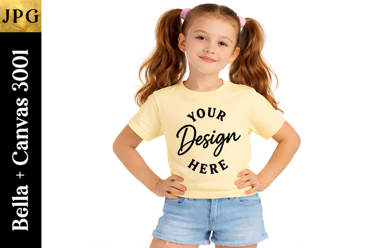 Bella Canvas 3001 Mockup | Yellow T-Shirt